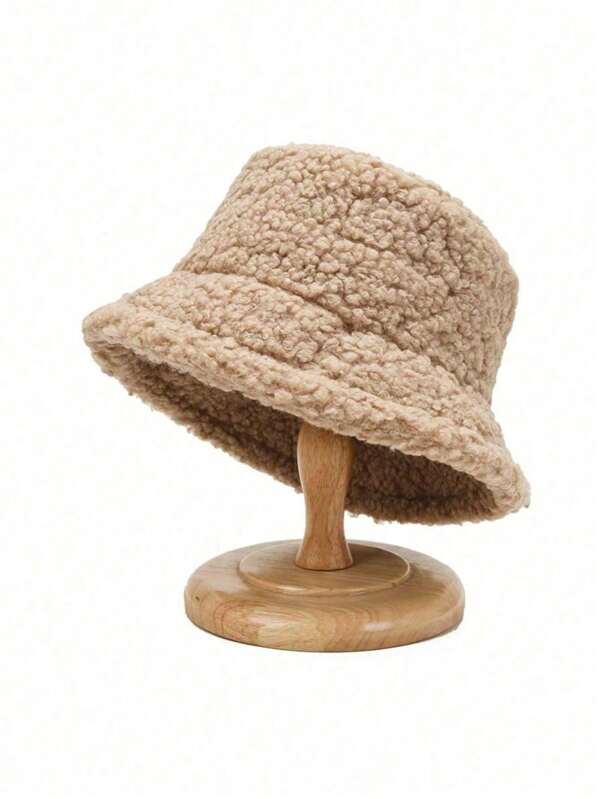 1 pieza Gorro de cubo de unicolor clásico de felpa, sombrero multifuncional cálido a prueba de viento y protector solar adecuado para actividades al aire libre, fiestas, regalos para padres, amigos, parejas, Halloween