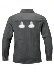 1pc Casual Sports Outdoor Mesh Quick Dry Shirt, New Casual Outdoor Hiking Fishing Anorak, Minimalist Design - Grey - View 7