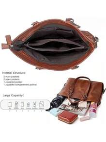1PC Women Large Capacity Leather Tote Bag Commute Handbag Shoulder Satchel Bag Elegant - Multicolor - View 11