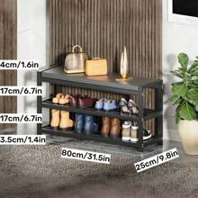 1pc Multi-Layer Carbon Steel Shoe Cabinet, Multi-Size Selection, Sturdy And Durable Shoe Changing Stool/Shoe Storage Rack, Suitable For Doorstep/Dormitory/Rental House - Black - View 14