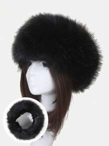 1Pc Mũ Cossack Nga mềm mại mùa đông cho nữ Mũ mùa đông Băng đô lông giữ ấm tai cho nữ - màu nâu - Xem 15
