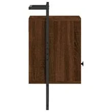 Brown Oak Wall-Mounted Bedside Cabinets Set Of 2 Engineered Wood Storage Solution 40x30x61 Cm Modern Design - Brown - View 7
