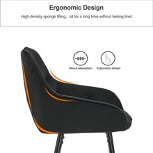 CLIPOP Bar Stools Set Of 2, Velvet Thick Padded Kitchen Breakfast Bar Chairs With Armrest And Footrest, High Back Breakfast Bar Stools For Home Kitchen Island Counter - Black - View 4