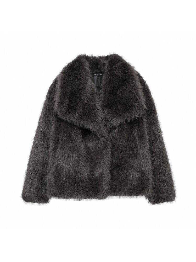 Seelio Autumn/Winter New Thickened Faux Fox Fur Hooded Mid-Length