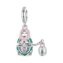 bamoer 1 PC 925 Sterling Silver Matryoshka Doll Charm Couple Girl & Boy Bead Fit Original Bracelet & Necklaces Jewelry DIY Making Charm - Silver - View 13
