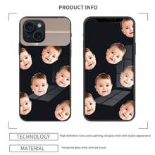 Customized Tempered Glass Phone Case With Baby Portrait, Compatible With Iphone 16 Pro, 15 Plus, 14 Plus Max, 13 Mini, 12, 11 And S25+, FE Pro, Personalized DIY Stylish Makeup Background Design Mobile Back Cover
