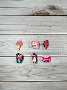 Sandalias de mujer talla grande, nuevas de moda para verano 2025, con un diseño ligero y patrones de hamburguesa y helado de dibujos animados desmontables, zuecos de jardín transpirables, chanclas de playa ajustables (el talle corre pequeño, por favor pida 1 o 2 tallas talla grande)
