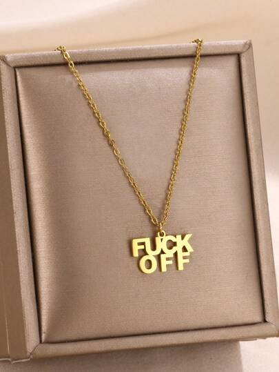 1Pc Rude Letter Pendant Necklace & Bracelet & Anklet For Women Men Punk Funny Letter Pendant Stainless Steel Chain Necklace Fashionable Jewelry Accessories Best Friend Gifts(Sold Separately)