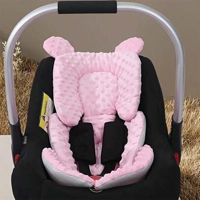 1pc Baby Stroller/Car Seat Cushion, Plush Thickened Warm Pad, Soft & Breathable Infant Pram Liner, Reversible 4-Season Stroller/High Chair Seat Pad,Baby Non-Woven Fabric Stroller Seat Cushion Seat Mattress Pad For Carriage,Bassinet Pram