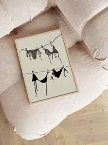 1pc Bikini Line Drawing Canvas Print, Modern Abstract Swimsuit Wall Art, Frameless Beach Style Decoration For College Apartment, Bedroom, Holiday Gift