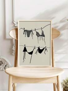 1pc Bikini Line Drawing Canvas Print, Modern Abstract Swimsuit Wall Art, Frameless Beach Style Decoration For College Apartment, Bedroom, Holiday Gift