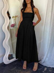 Vestido largo elegante para damas, apropiado para la primavera, el verano, citas, festivales de música, el Día de la Madre, Pascua, con cuello colgante