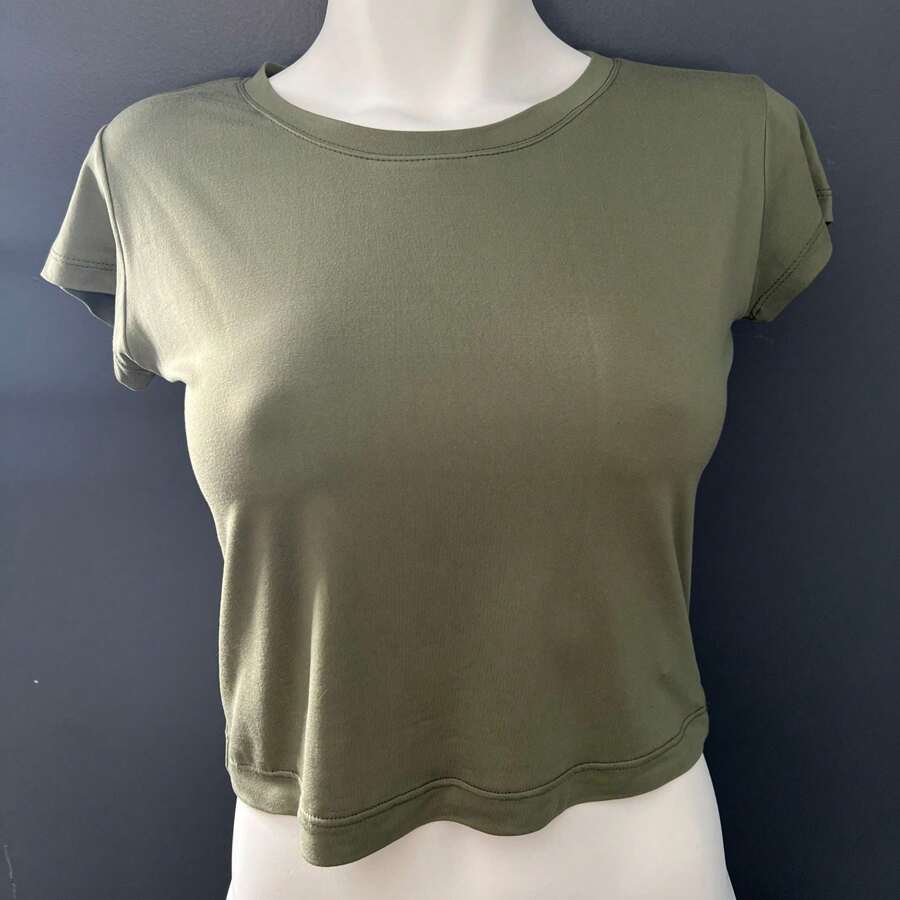 3-Piece Package Women's T-Shirt, Ladies' Top, Women's T-Shirt, Crop Top, Comfortable, Soft, Daily Wear - 橄欖綠 - 查看 1