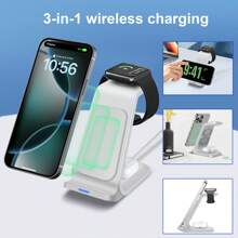 3 合 1 充电站、无线充电支架、适用于 iPhone 16 15 14 13 12 11 Pro Apple Watch Airpods 的多功能快速充电站，桌面使用、家庭使用，无需数据线，无线充电器支架，兼容 iPhone 和 Apple Watch - 适用于 iPhone16 15 14、13、12、11、Pro、Max、Mini、Plus、X、XR、XS、SE、8 和 Apple Watch 1-8 的通用充电集线器、适用于 Apple iPhone 的 Airpods 3、2、Pro、Android 手机、送给家人、朋友、生日、圣诞节、冬季的礼物