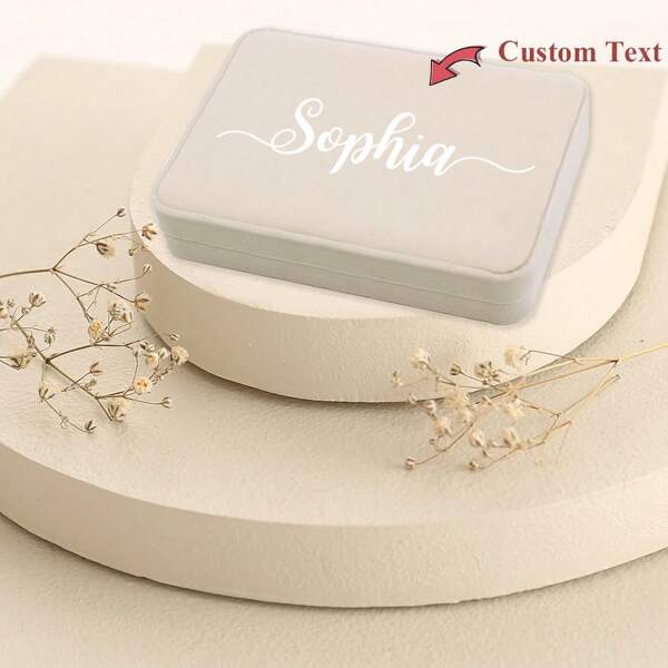 Boîte à bijoux en velours blanc de haute qualité personnalisée. Boîte décorative pour collier, bague, boucles d'oreilles, bracelet. Cadeau personnalisé pour la mariée, la demoiselle d'honneur