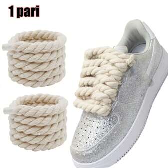 1 对 1 厘米厚编织圆形纯色三股绳鞋带，适用于鞋子、包包、服装的装饰