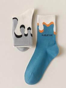 1/3/4/5/10 Pairs Women's Asymmetric Crew Socks, Fashionable Retro Ins Style Socks, Regular Thickness For Everyday Casual Wear, All Season - Multicolor - View 9