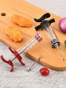 1pc Meat Injector With Needle - For Barbecue And Kitchen Cooking, Includes Durable Plastic Seasoning Injector, Rustproof, No Charging