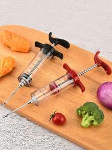 1pc Meat Injector With Needle - For Barbecue And Kitchen Cooking, Includes Durable Plastic Seasoning Injector, Rustproof, No Charging