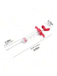 1pc Meat Injector With Needle - For Barbecue And Kitchen Cooking, Includes Durable Plastic Seasoning Injector, Rustproof, No Charging