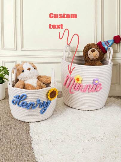 1pc Custom Handmade Woven Storage Basket, DIY Portable Dirty Clothes Laundry Basket For Bedroom, Bathroom, Living Room, Toys And Office Desktop Storage, Decorative Basket Gift,Multi-Functional,Durable,Ornamental,Reusable,Exquisite,Stylish,High-Quality,Colorful,Modern,Custom,Personalized,Unique,Ideal Gifts For Him,Ideal Gifts For Her,Boyfriend,Dad,Girlfriend,Mom,Family,Friends,Tea Room,Home,Garden,Office,For Anniversaries,For Valentine's Day,For Mother's Day,For Birthdays,For Father's Day,For Graduation,For Weddings,For Housewarming