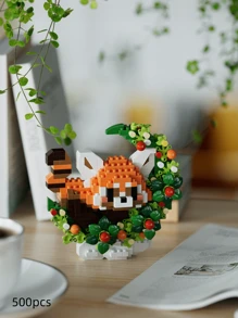 18 Pcs Cute Moon Flower Animal Building Blocks, DIY Animal Series Blocks, Desktop Decoration, Stress Relief, Home Decor, Assembling Figurine, Office Desk Accessories, Birthday Gift, New Year Gift, Christmas Gift, Suitable For Girlfriend Birthday, Creative Valentine's Day Gift
