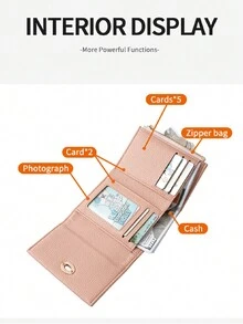 New Women's Medium-Long Wallet, Luxury Leather Wallet Card Holder With Metal Buckle Flip Cover Coin Purse Handbag