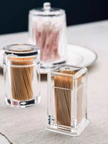 1pc Transparent Acrylic Toothpick Holder With Lid, Simple Toothpick Dispenser, Portable Toothpick Storage Box, Suitable For Home, Kitchen, Restaurant Commercial Dental Floss Storage Box - Multicolor - View 11
