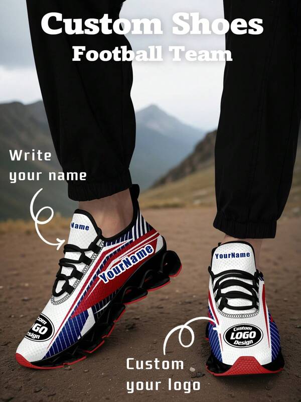 New York Football Team Men's Custom Logo Custom Name Slip On Running Shoes, Blade Wide Fit Tennis New York Football Designed Lightweight Comfortable Fashion Sneakers For Men , Gym Training Sport Walking Shoes Suitable For All Seasons