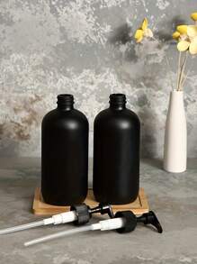1pc/2pcs Plastic Matte Lotion Bottle, Press Type Liquid Dispenser For Bathroom Hand Wash, Kitchen, Travel 300ml/500ml Home Bathroom Decor Fall Decor Back To School - Black - View 10