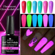 12pcs Fluorescent Glow-In-The-Dark Nail Polish Set, Vibrant UV/LED Removable Gel Nail Polish, Long-Lasting Manicure, Suitable For Music Festivals Nails - Multicolor - View 2