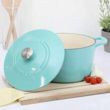 Holanda de hierro fundido esmaltado de 7 cuartos de galón Eastwick de color salvia de Martha Stewart Everyday - verde azulado - Ver 2