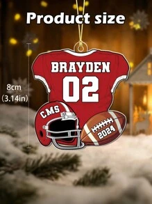 1pc Customized Football Name & Number Christmas Tree Ornament, American Football Christmas Decor, Christmas Gift, Athlete Decoration, Football Team Gift, Gift For Boyfriend