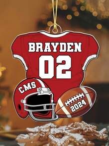 1pc Customized Football Name & Number Christmas Tree Ornament, American Football Christmas Decor, Christmas Gift, Athlete Decoration, Football Team Gift, Gift For Boyfriend