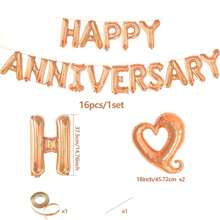 Valentine's Day Decoration Polyester Foil Balloons, Red Heart-Shaped Balloons, HAPPY ANNIVERSARY Letter Banner, Romantic Love Decorations, Red, Silver, Blue, Pink, Rose Gold, Gold, Suitable For Valentine's Day, Bride Wedding, Engagement, Proposal, Bridal Shower - HAPPY ANNIVERSARY - View 15