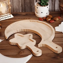 Bandeja de servir - Bandejas de madeira com alças, bandeja de lua e estrela, decorações para festa islâmica para mesa de casa, café da manhã e jantar - Multicolorido - Ver 2