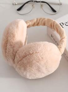 1pc Women's Cute Solid Color Warm Ear Warmer With Fleece, Windproof Foldable Cold Weather Earmuffs - Apricot - View 5