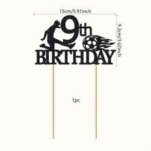 1pc Soccer Happy 8th 9th 10th 11th 12th 13th 14th 15th 16th Birthday Cake Topper Soccer Players Football Soccer Theme Party Cake Decorations 8 9 10 11 12 13 14 15 16 Years Old Birthday Cake Ball Party Decorations Supplies - Black - View 7