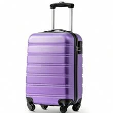 SET OF 3 ABS Hard Shell Travel Trolley Suitcase 4 Wheel Luggage Set Hand Luggage, 20,24,28 Inch (Purple) Travel Suitcase Suitcases Suit Case Durable Carry On Travel Luggage Carry On Suitcase Waterproof Winter Holiday Women Travel Essentials Suitcase Set Luggage Set - Multicolor - View 3