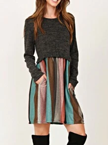 Boho Retro 90s Stripe Plaid Olive Mustard Red Gingham Red Blue Yellow Square Neck Sleeveless Ruffle Dress - 粉色 - 查看 2