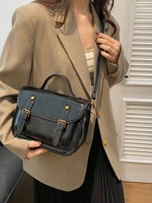 Vintage stijl handtas met handvat, grote capaciteit werk/reis/winkeltas schoudertas