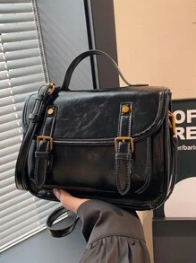 Vintage stijl handtas met handvat, grote capaciteit werk/reis/winkeltas schoudertas