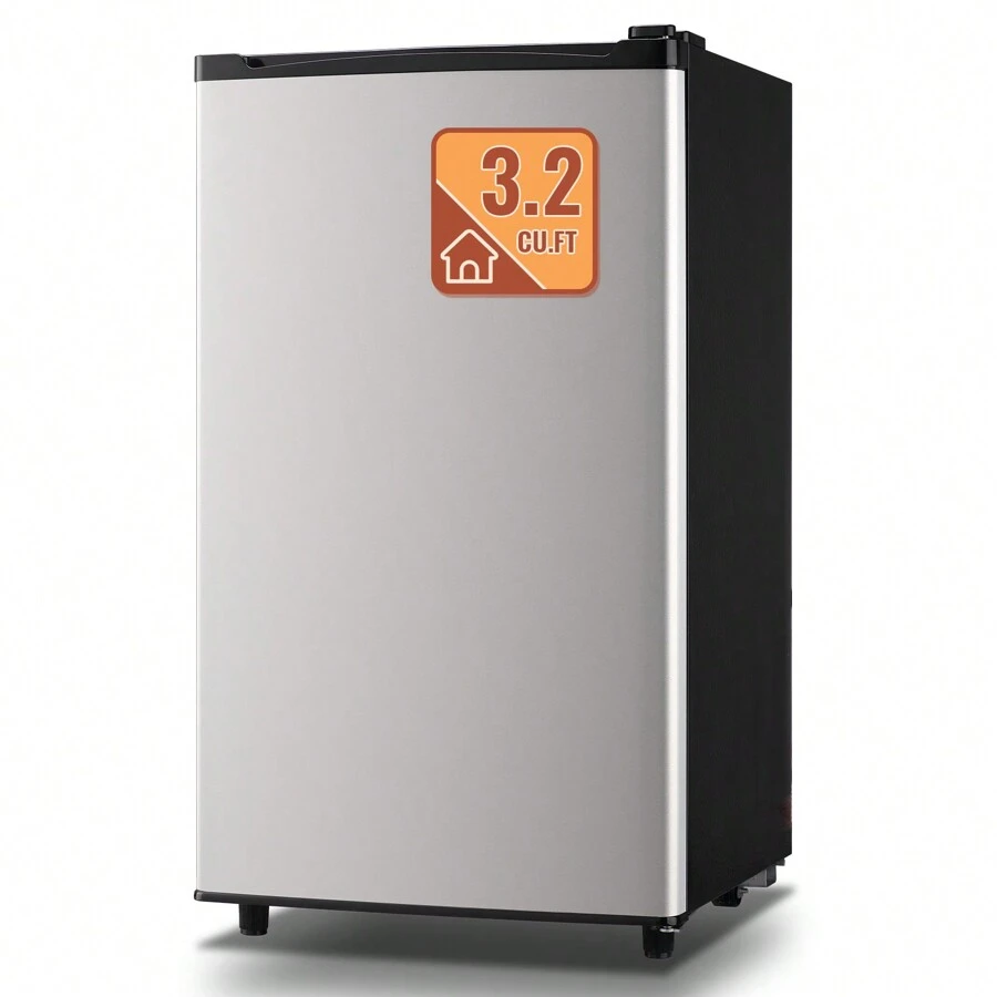 WANAI Mini Fridge With Freezer 3.2 Cu.Ft, Single Door Small Refrigerator Compact Fridge For Bedroom Dorm And Office Silver - Xem 1