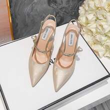Chinese Style High Heels For Women 2024 Autumn New Style With Cheongsam Stiletto Pointed Toe Single Strap Closed Toe Sandals