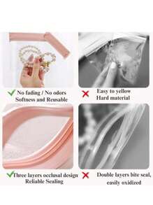 1/5/10/15件旅行珠宝收纳袋透明EVA珠宝收纳袋糖果袋小型旅行袋带可重新密封拉链旅行必需品邮轮必需品学校宿舍必需品塑料透明珠宝袋女士防锈锁袋适用于戒指耳环手镯项链 - 彩色 - 查看 10