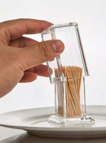 1pc Transparent Acrylic Toothpick Holder With Lid, Simple Toothpick Dispenser, Portable Toothpick Storage Box, Suitable For Home, Kitchen, Restaurant Commercial Dental Floss Storage Box - Multicolor - View 4