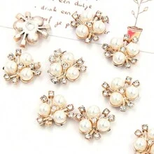 20pcs 3-Pearl Flower Center Gold Plated Shiny 3-Pearl Flower Center Clothing Accessories, Vintage-Style Hair Accessories - Multicolor - View 5