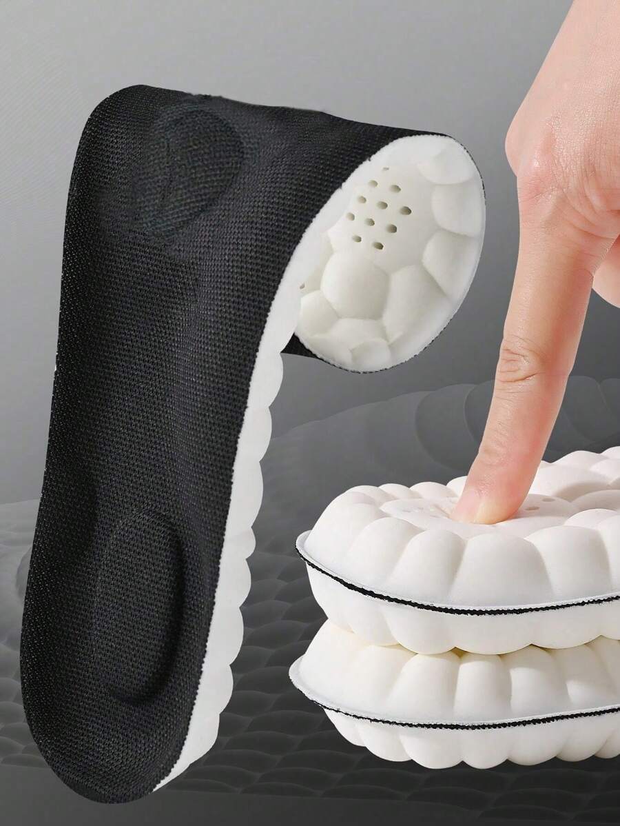 1 Pair Of Highly Elastic Latex Insoles, Shock-Absorbing And Breathable Insoles Suitable For Sports Shoes, Long-Term Foot Protection Insulation, Galentines, Puppy, Carnival, Shoe, Spring Summer Picks, Brides Maid Gifts, Room, Bedroom Decor, Bedroom Decor, Beach, Travel, For Men, For Women, Vacation - Black - View 1