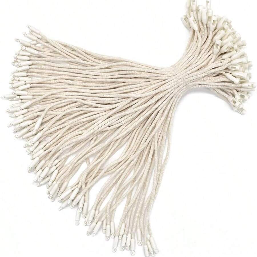100 piezas Etiquetas de precio para regalos de 7.6 pulgadas (19.3 cm), cordones para etiquetas colgantes, broches, ganchos de sujeción, etiquetas de vestir de conexión rápida, candados de calzado, etiquetas de equipaje para el Día de los Enamorados, el Día de la Madre, y la Graduación - Beis - Ver 1