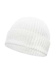 Cappello beanie di da uomo, stile hip hop di strada, in tinta unita, berretto lavorato a maglia caldo, senza visiera, adatto per l'all'aperto invernale, come passeggiare, andare in bicicletta, viaggiare e uso quotidiano